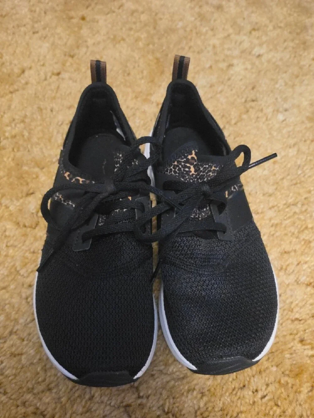 Black New Balance Women's Athletic Sneakers with Leopard Accent